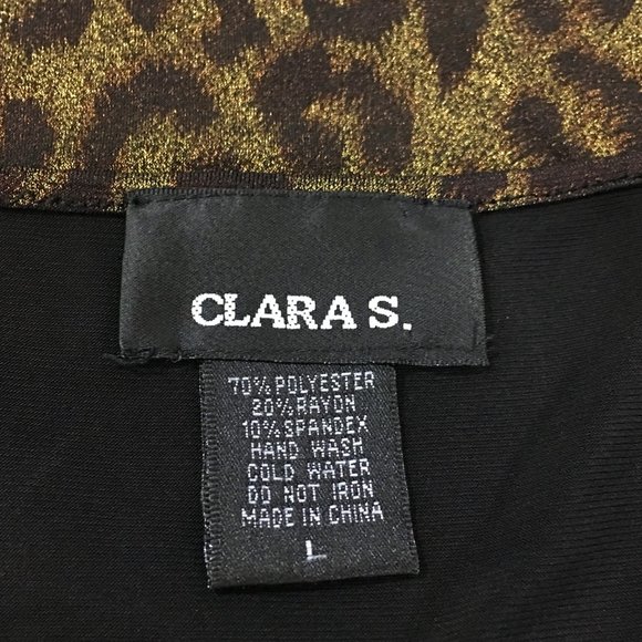 Clara S. Cheetah Leopard Animal Print Metallic Tank Top L Blouse Brown Gold - Picture 4 of 9